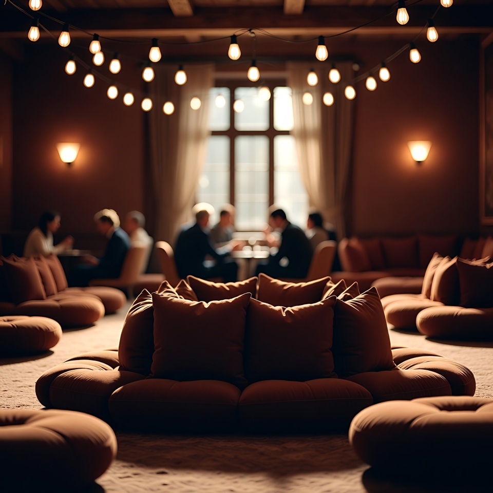 Stylish window frame inspired photo zone with soft curtains